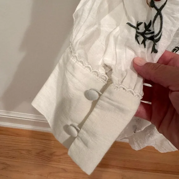 NWT By Anthropologie Long-Sleeve V-Neck Eyelet Midi Dress - Picture 11 of 12